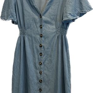 Zara Denim A-Line Midi Dress